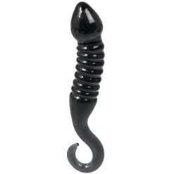 Outlet 😀 Glacier Glass Smoky Black Ribbed Dildo ? 7.5 Inch 👏