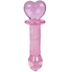 Outlet ✨ Glacier Glass Pink Heart Swirl Butt Plug ? 6.5 Inch ⭐