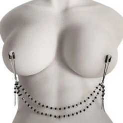 Flash Sale 🔥 Bondara&Sex Onyx Beaded Chain Sliding Nipple Clips 🔔